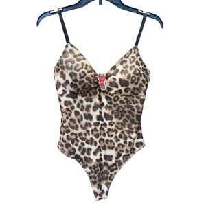 NWT Guess bodysuit top leopard print Large animal removable padded cups